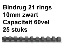 Bindrug Fellowes 10mm 21-rings A4 zwart 25stuks