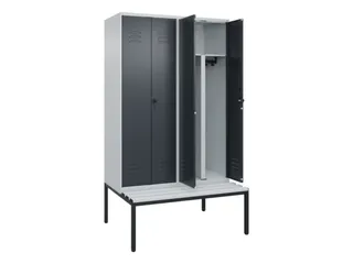 PBM-locker met bank,HxBxD 2120x1200x815mm,4vak,vak B 300mm - 2