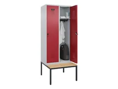 locker met bank,HxBxD 2120x800x815mm,2vak,vak B 400mm,draaigrendel