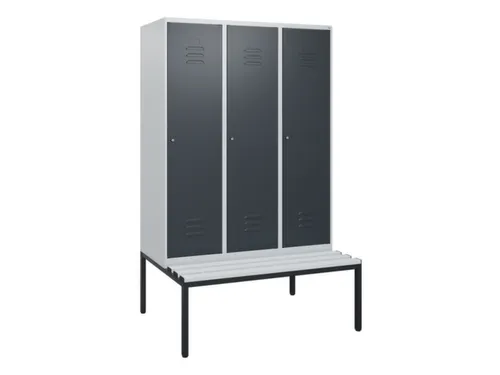 locker met bank,HxBxD 1950x1200x815mm,3vak,vak B 400mm,cil.-slot