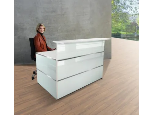 Balie Compleet bxd 1350x1015mm Recht Glazen Front wit