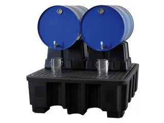 vatenbok,v. 2x 60l/2x 200l vat,HxBxD 380x1160x500mm,PE,zwart - 1