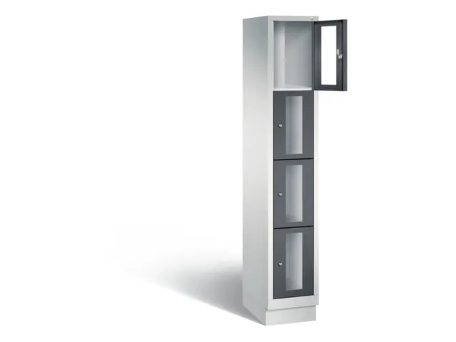 Lockerkast 1800x320x500mm 1x4 vakken Cilinderslot, Sokkel, RAL7021