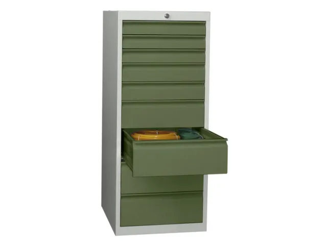 ladekast HxBxD 1200x500x600mm 9laden slot RAL7035 front RAL6011