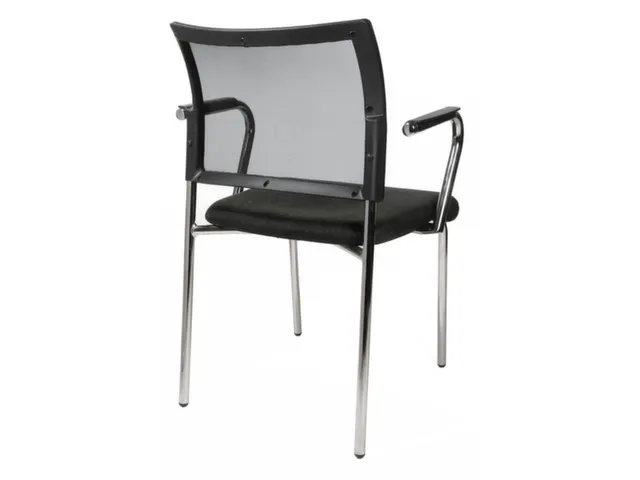 Bezoekersstoel Armleuningen Antraciet Stof Rug Netbekleding Zwart