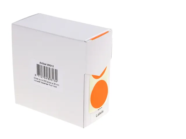 Etiquette sur rouleau 35mm rouge fluo + dévidoir 500 pièces