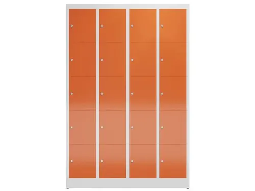 Lockerkast 1800x1185x500mm 4x5 vakken cilinderslot, sokkel, RAL3000
