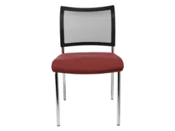 Bezoekersstoel Zitting Bordeauxrood Stof Rug Netbekleding Zwart