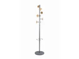 Music designkapstok aluminium met 9 houten haken met paraplurek 175cm