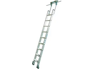 verrijdbare stellingladder,balk L 3,45m,v. H tot 3,54m,13,treden - 2