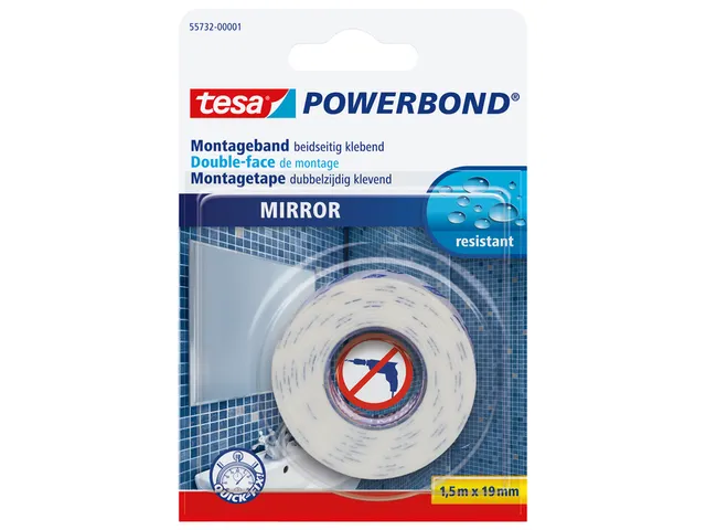 Montagetape tesa Powerbond Spiegel dubbelzijdig 1,5mx19mm