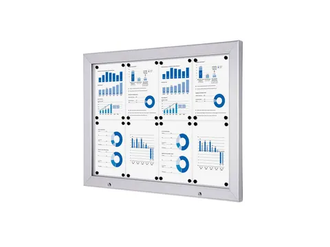 Vergrendelbaar Notitiebord Alpha Vitrine Indoor/Outdoor 8xA4 Zilver
