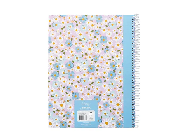 Spiraalblok B'LOG FLOWERS A4 ruit 5mm HC 80v 90gr krimp 2st 2 motieven