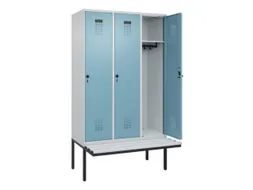 locker met bank,HxBxD 2120x1200x815mm,3vak,vak B 400mm,draaigrendel