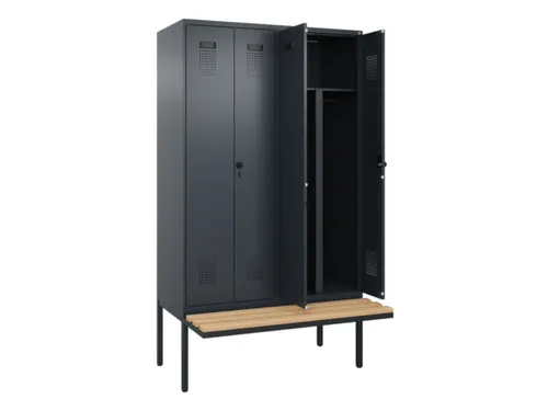 PBM-locker met bank,HxBxD 2120x1200x815mm,4vak,vak B 300mm