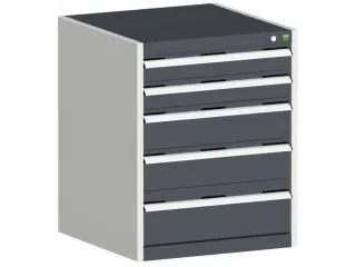 ladekast HxBxD 800x650x525mm 5laden romp RAL7035 front RAL7016 - 1