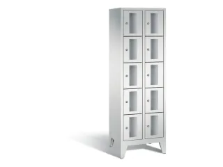 Lockerkast 1850x610x500mm 2x5 vakken Cilinderslot Poten, RAL7035 - 2