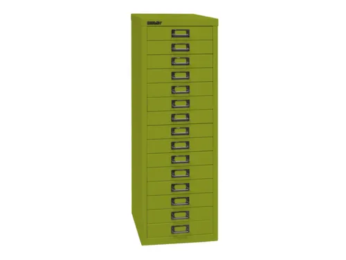 kantoor-ladekast HxBxD 860x279x380mm 15 laden romp + front groen staal