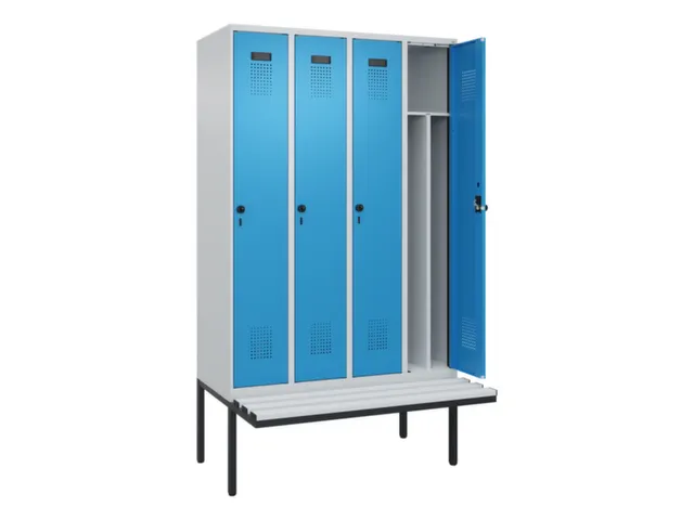 locker met bank,voor scheiding van kleding,HxBxD 2120x1200x815mm,4vak