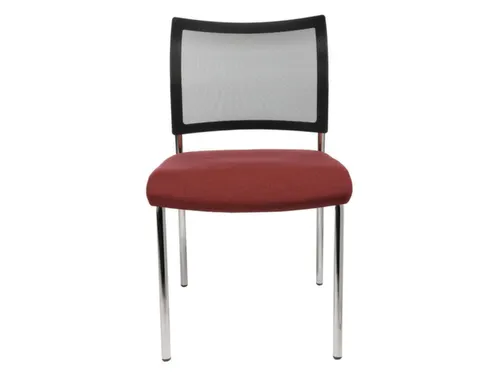 Bezoekersstoel Zitting Bordeauxrood Stof Rug Netbekleding Zwart