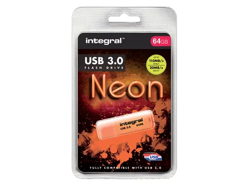 USB stick 3.0 Integral Neon USB-A 64GB oranje