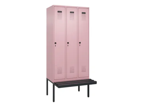 locker met bank,HxBxD 2120x900x815mm,3vak,vak B 300mm,draaigrendel