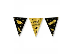 Slinger Folie vlaggen Party Flag Foil 'You Did It' Goud-Zwart 10m