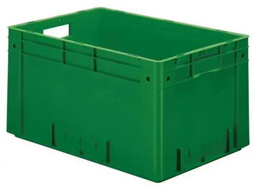 Euronorm Stapelkrat 320x600x400mm 60l Wanden/Bodem Gesloten Groen