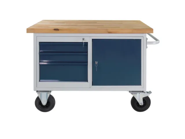 werkbank,verrijdbaar,HxBxD 840x1300x600mm,beukblad,draagverm. 500kg