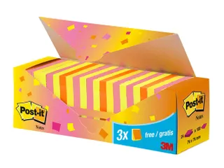 Memoblok 3M Post-it 654 76x76mm neon assorti 21 + 3 gratis - 1