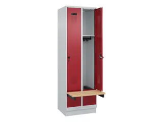 locker met bank,HxBxD 1950x600x815mm,2vak,vak B 300mm,draaigrendel - 1