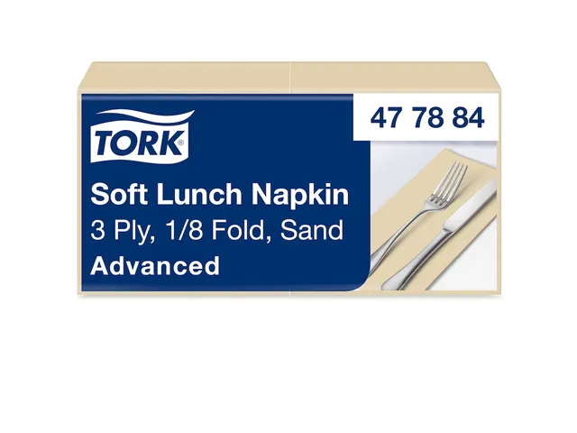 Tork 477884 Soft Lunchservet Advanced Zand 33x33cm 1/8 vouw