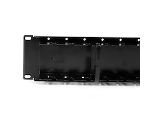 2U tweezijdig horizontaal kabelpaneel met vingergoot & D-ringhaken