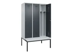 locker met bank,voor scheiding van kleding,HxBxD 2120x1200x815mm,3vak