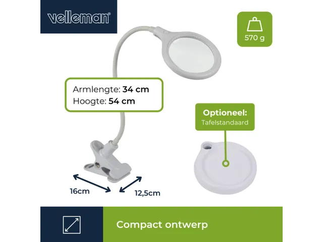 LED Loeplamp Met Bevestigingsklem 5 Dioptrie 6W 30 LEDs WIT