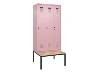 locker met bank,HxBxD 2120x900x815mm,3vak,vak B 300mm,draaigrendel - 3