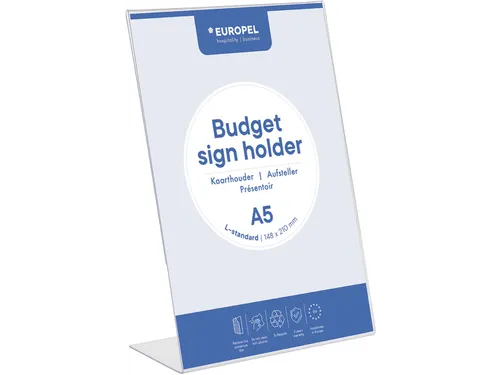 Kaarthouder A5 Glashelder Polystyreen L-Stand