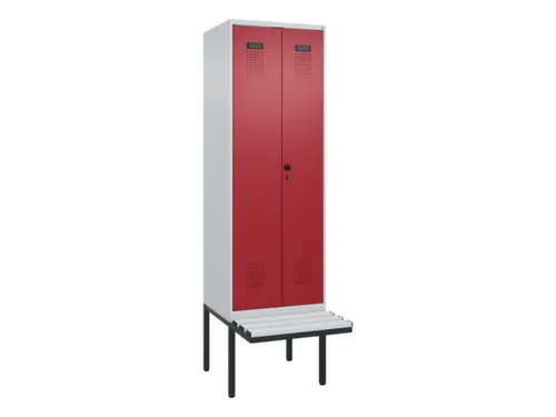 PBM-locker met bank,HxBxD 2120x600x815mm,2vak,vak B 300mm,draaigrendel