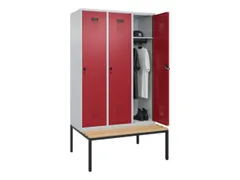 locker met bank,HxBxD 2120x1200x815mm,3vak,vak B 400mm,draaigrendel