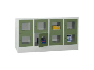lockerkast,HxBxD 855x1600x500mm,4x2vakken,RAL7035,front RAL6011 - 2