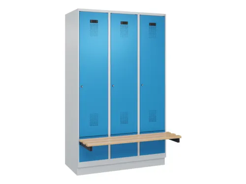 locker met bank,HxBxD 1950x1200x815mm,3vak,vak B 400mm,cilinderslot