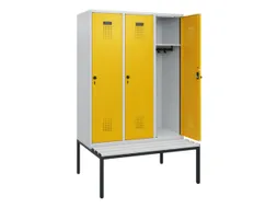 locker met bank,HxBxD 1950x1200x815mm,3vak,vak B 400mm,draaigrendel