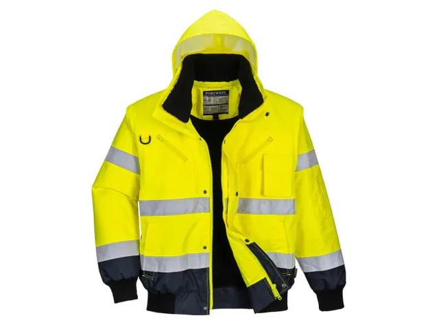 Portwest C465 hi-vis bomber jack, geel/marineblauw, maat XS, per stuk