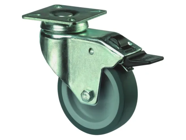 Roulette Pivotante Double Blocage Force 70Kg Platine De Fixation