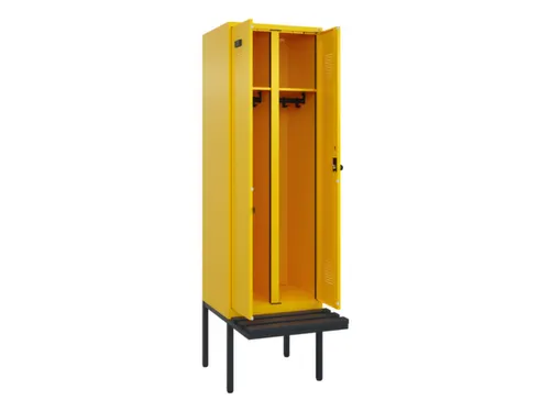 locker met bank,voor scheiding van kleding,HxBxD 2120x600x815mm,2vak