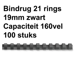 Bindrug Fellowes 19mm 21-rings A4 zwart 100stuks - 1