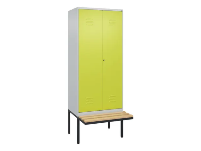 PBM-locker met bank,HxBxD 2120x800x815mm,2vak,vak B 400mm,cil.-slot