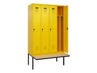 locker met bank,voor scheiding van kleding,HxBxD 2120x1200x815mm,4vak - 1
