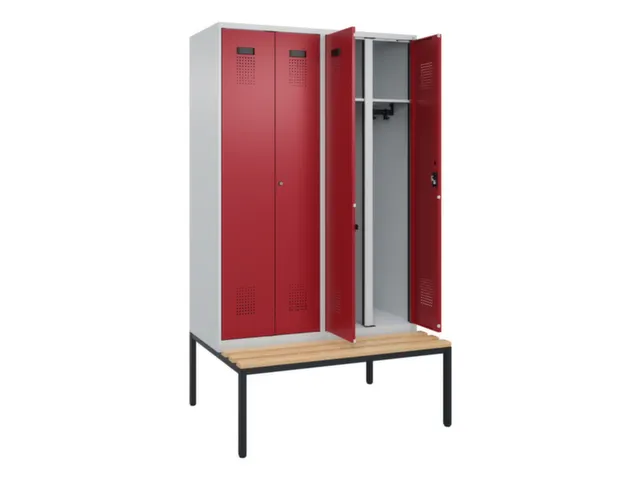 locker met bank,voor scheiding van kleding,HxBxD 2120x1200x815mm,4vak