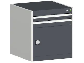 ladekast HxBxD 700x650x525mm 2laden RAL7035 front RAL7016 - 1